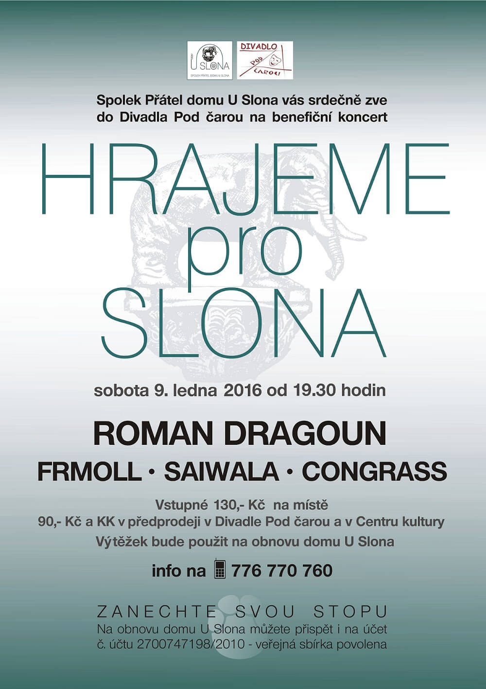 Hrajeme pro slona benefiční koncert v divadle pod čarou